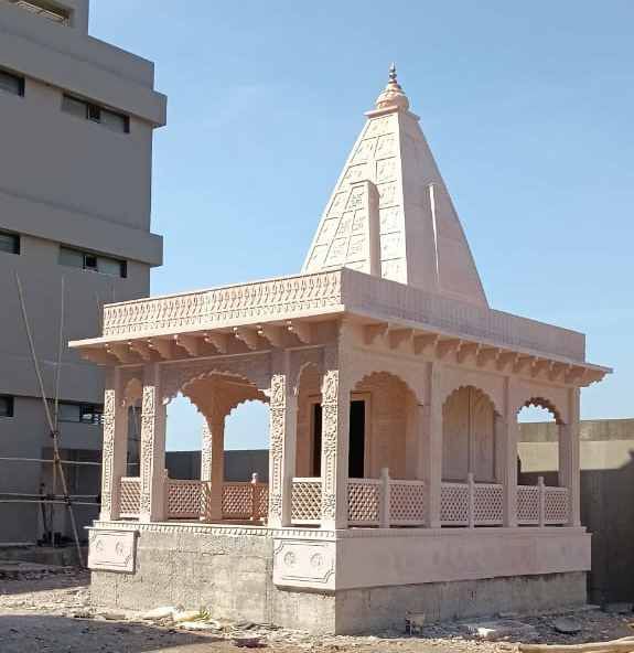 22 Feet Pink Sandstone Temple
