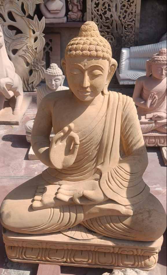 Pink Stone Buddha Statue