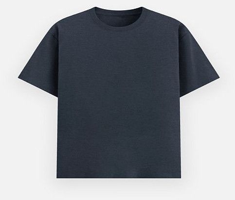 Navy Melange Poly Cotton Round Neck Unisex T-Shirt