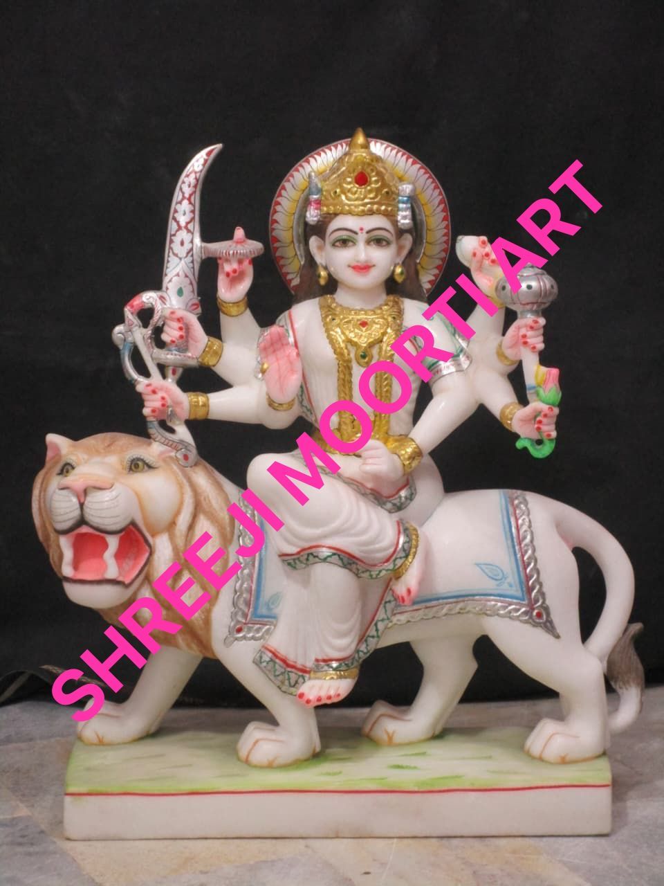 Hindu Marble Durga Statue