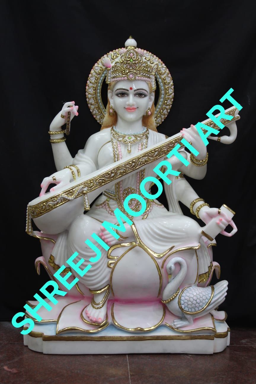Lord Saraswati Marble Statue
