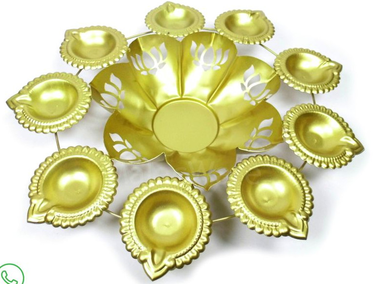 12-inch Floral Cutout Golden Brass Urli Bowl