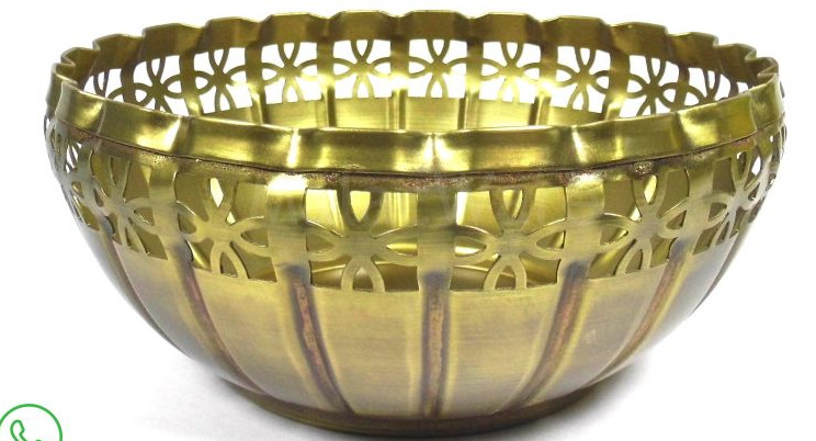 Floral Cutout Gold Metal Urli Bowl
