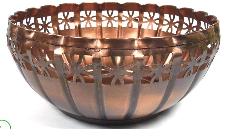 Floral Cutout Gold Metal Urli Bowl | 8-Inch Decorative Centerpiece for Events & Gifts