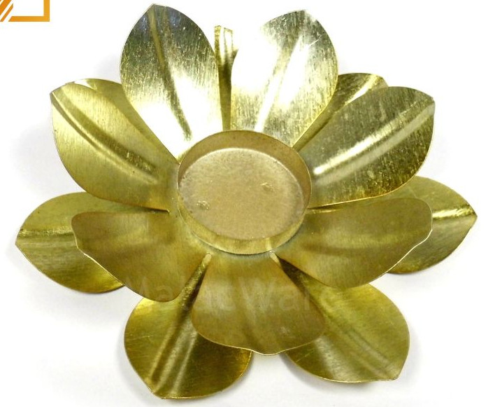 Flower Design Brass Tea Light Holder Strong Metal Decorative Diya