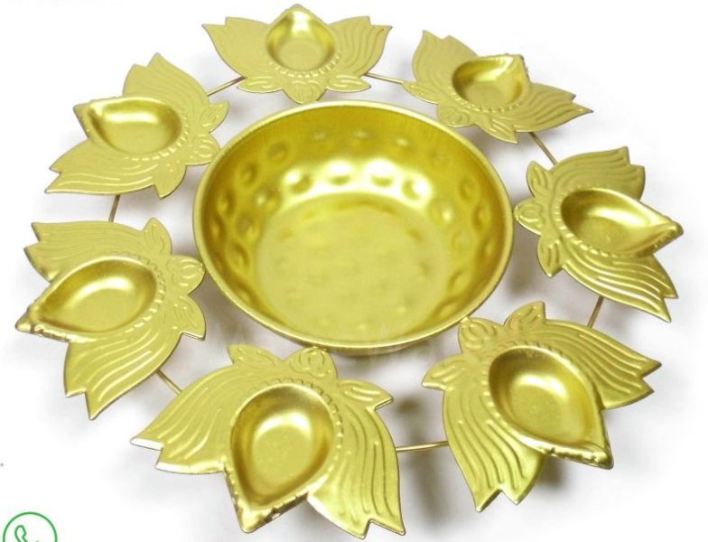 Premium diya-shaped Metal Urli Bowl