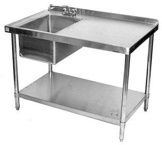 Stainless Steel Work Table With Sink, Shape : Rectangular