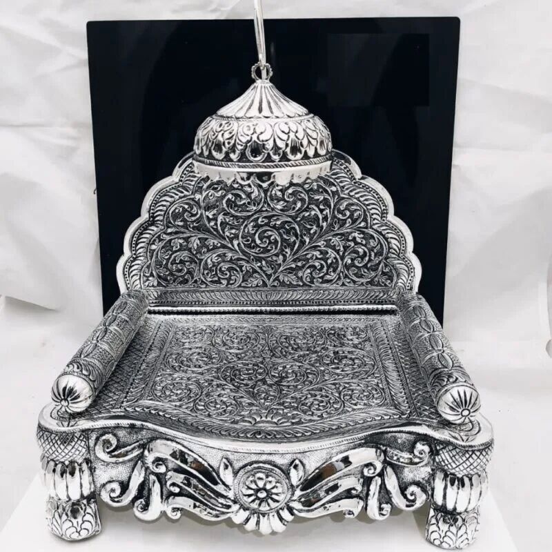 92.5 Pure Silver Antique Solid Singhasan in Fine Nakashii