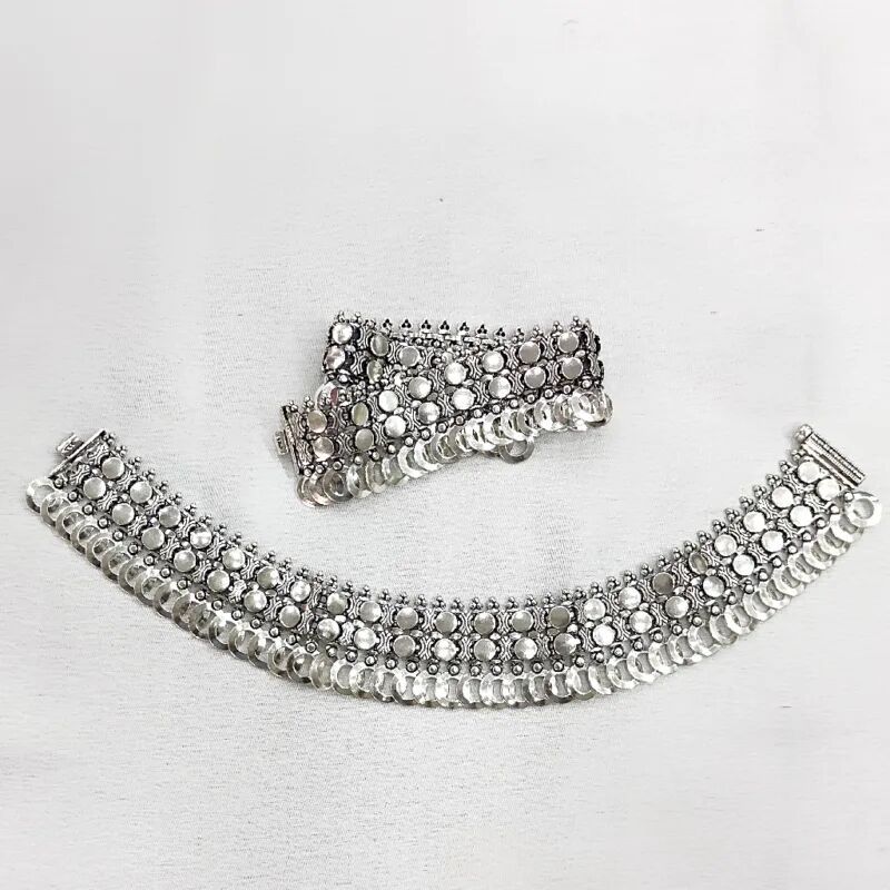 92.5 Pure Silver Heavy Payal with Hoops Shaped Drops