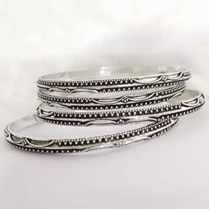 Pure Silver Antique Light Weight Chitai Bangles