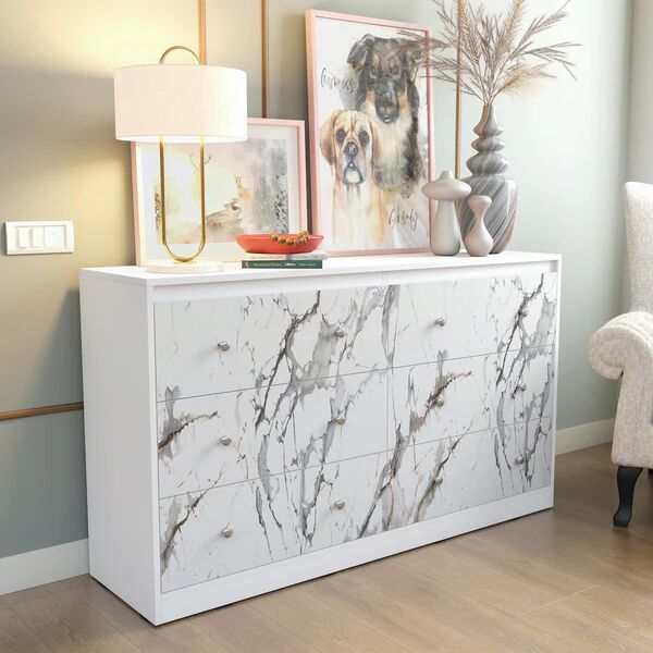 Liva Chest OF Drawers Marble Finish Laminate