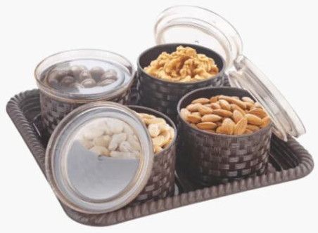 Delight Dry Fruit Container With Tray, Shape : Rectangular