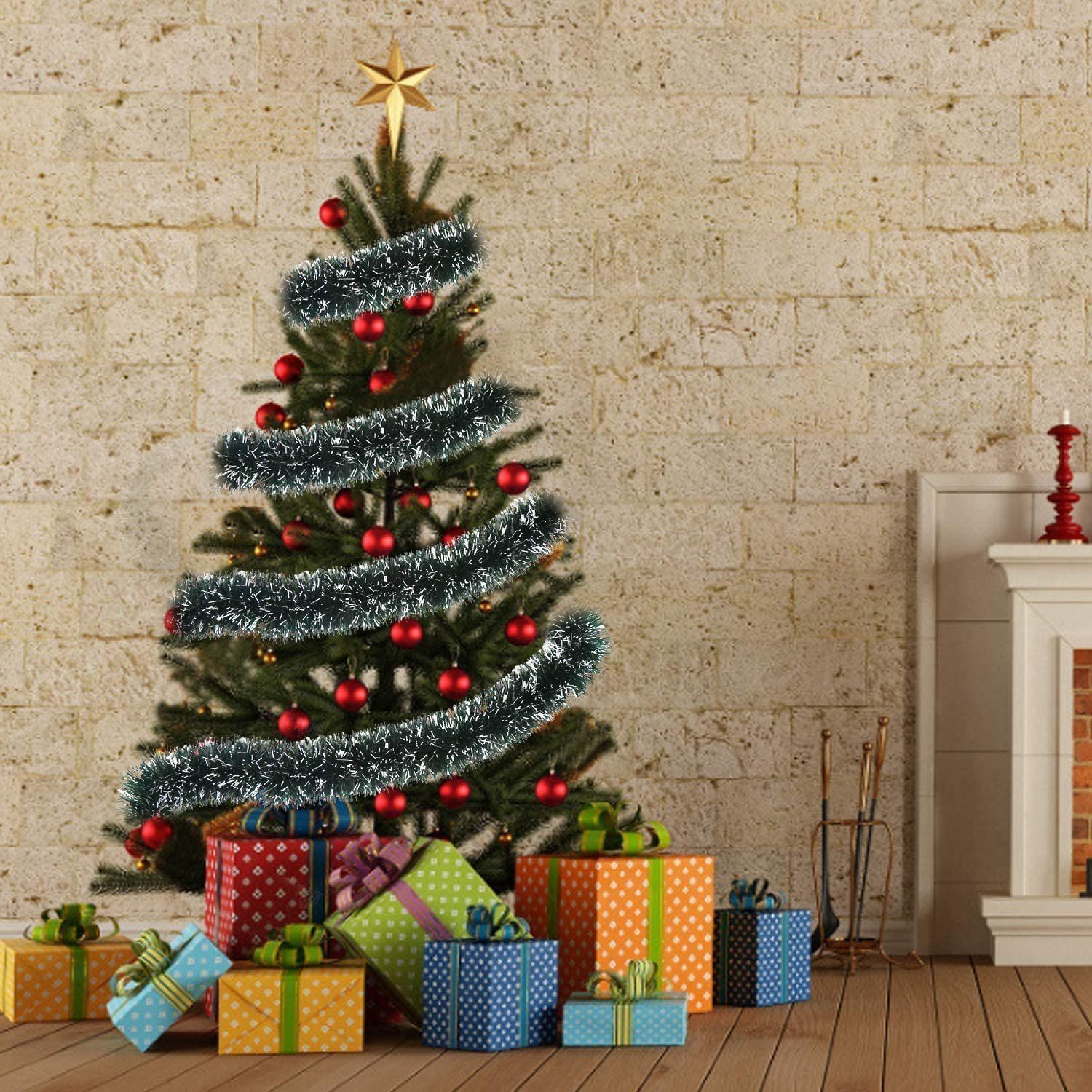 Green Christmas Tinsel Garland