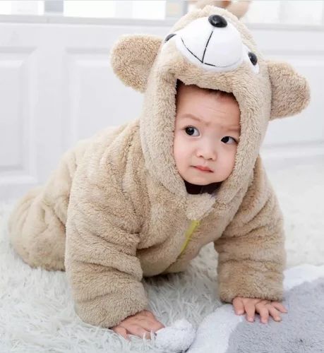 Kids Cotton Romper with Bear Print