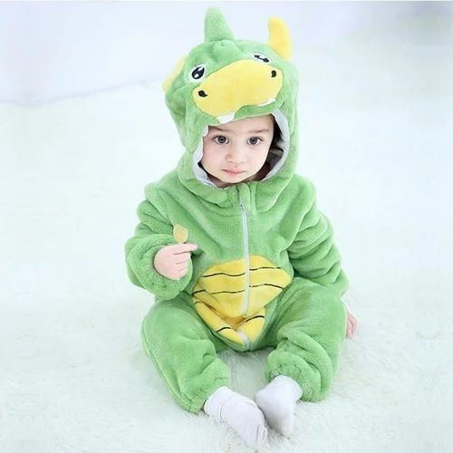 Kids Green Dino Print Soft Sleep Suit