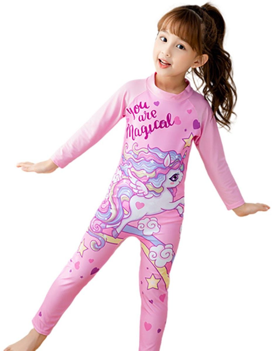 Kids Pink Unicorn Zipper Sleep Suit