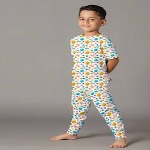 Kids White Cartoon Animal Print Pajama Set