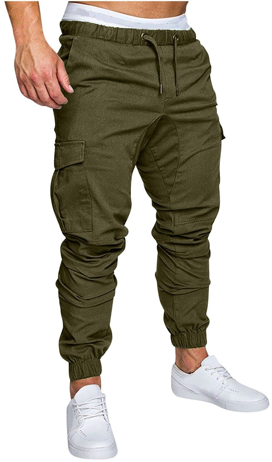 Ladies Olive Green Cargo Jogger Pants