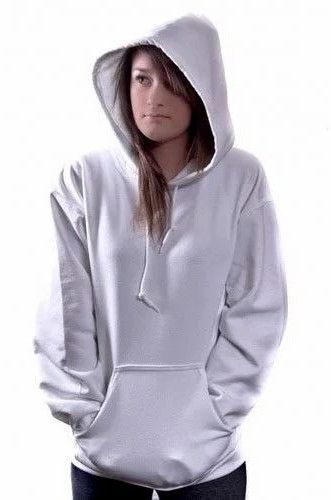 Ladies White Basic Oversized Fleece Hoodie