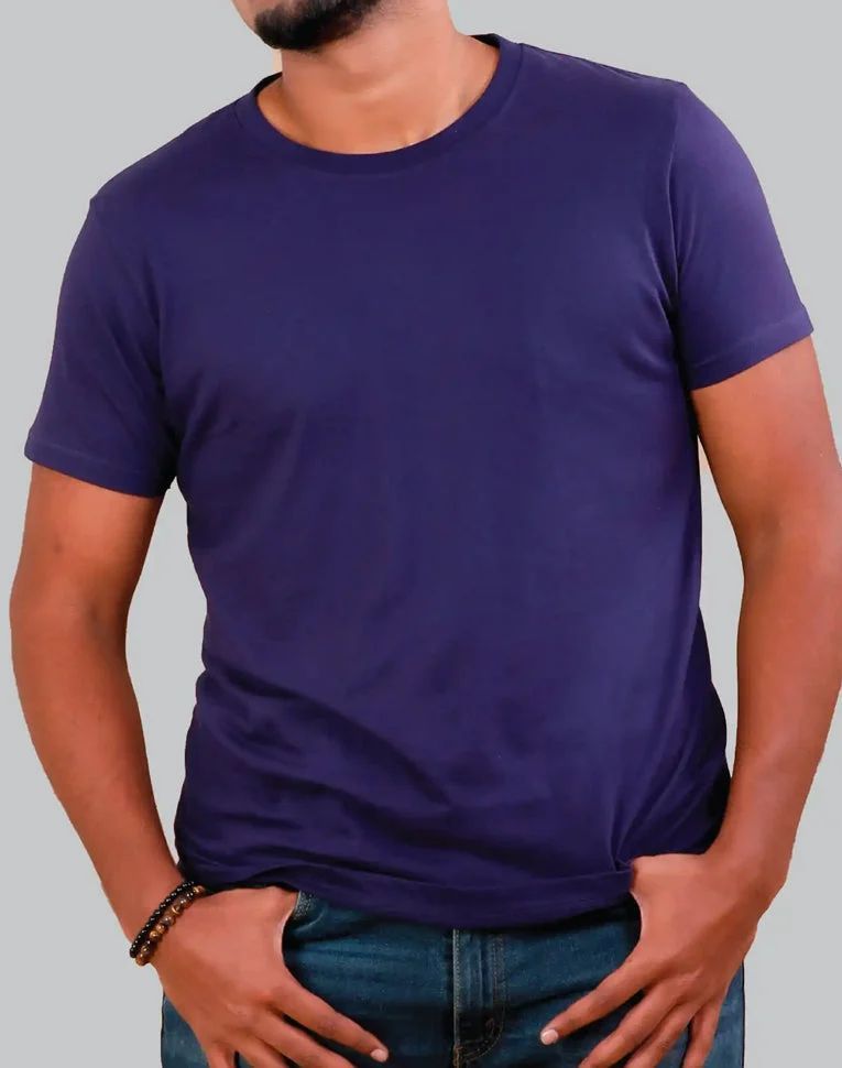 Mens Navy Blue Classic Round Neck T-Shirt