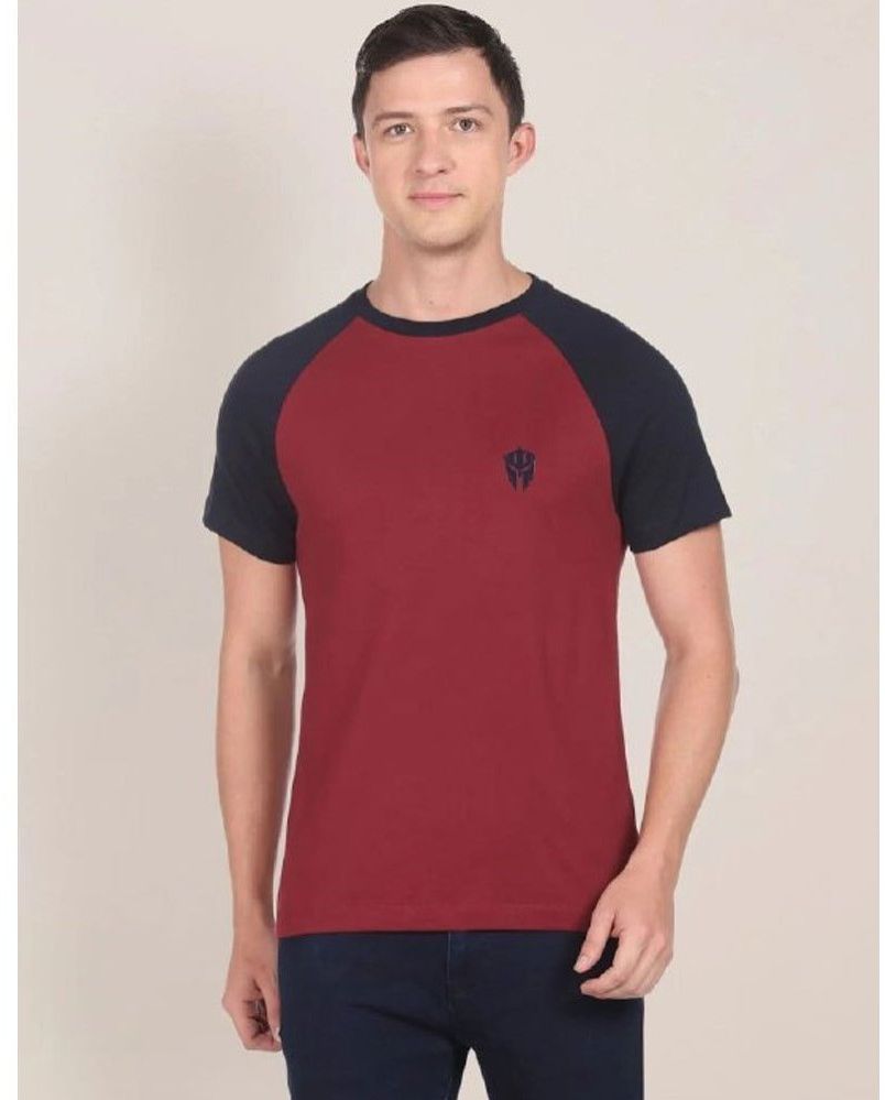 Mens Round Neck Maroon T-Shirt