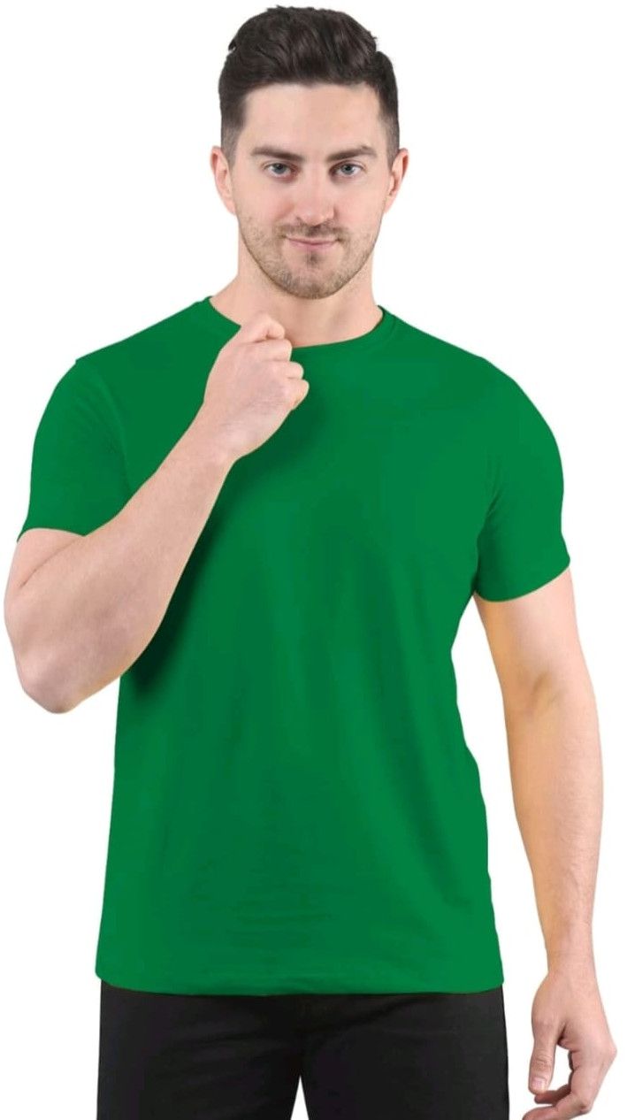 Mens Light Green Bio Washed Round Neck T-Shirts