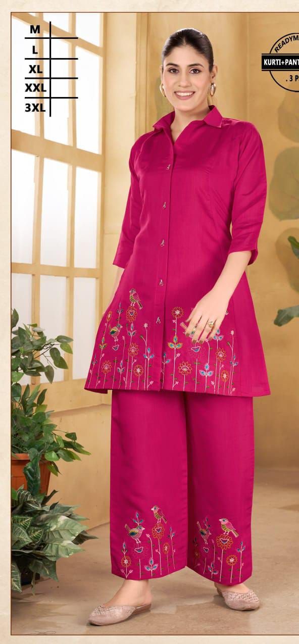 Pink Embroidered Co-Ord Set