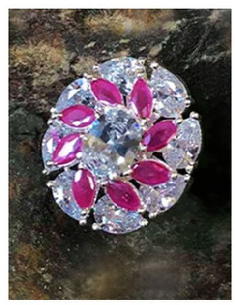 Pink Stone American Diamond Ring