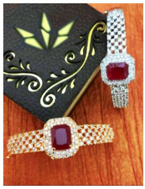 Silver Golden American Diamond Bracelet