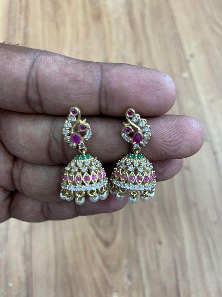 Premium Stone Hanging Jhumka Earrings