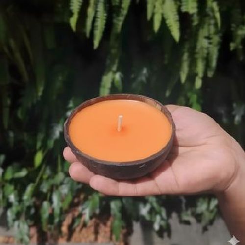 Coconut Shell Orange Diya, Brand Name : Cococraze for Decoration Use