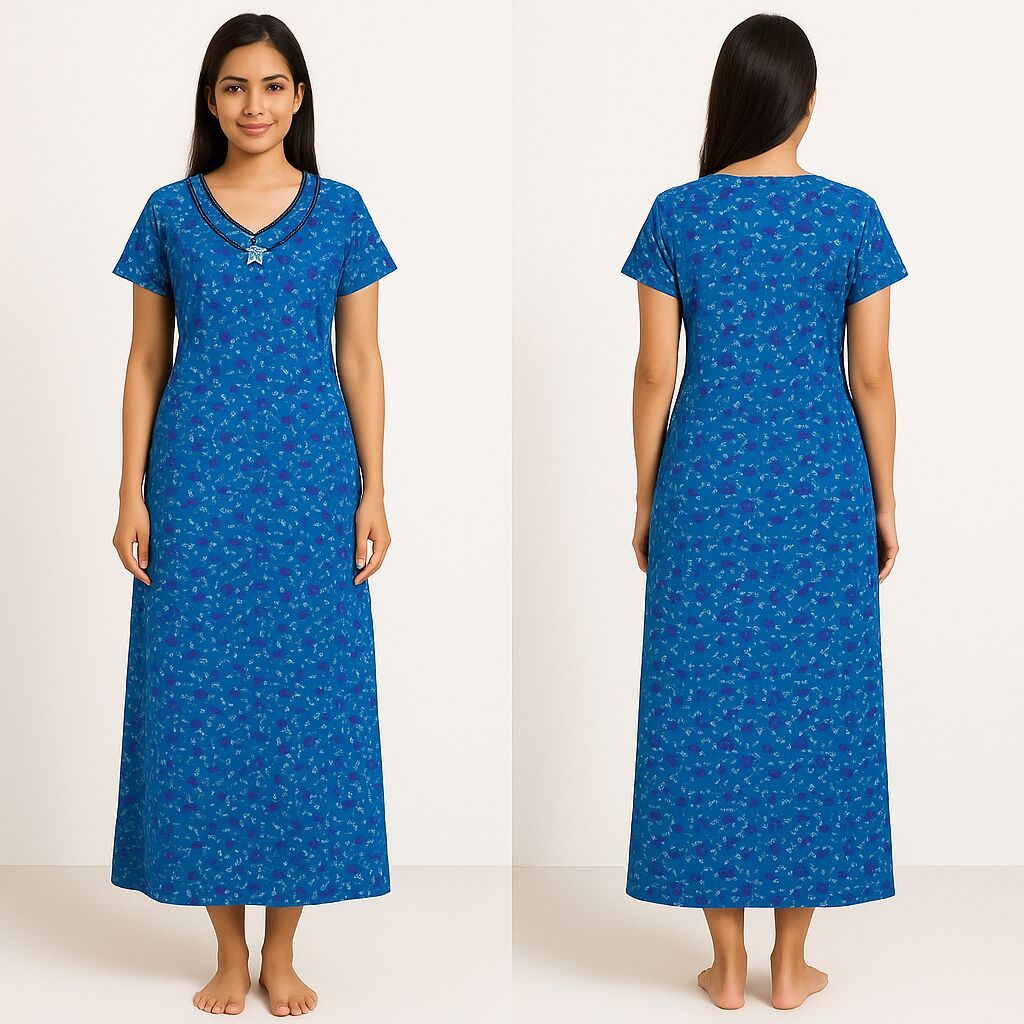 Women’S Printed Long Maxi Nighty – Soft & Comfortable Fabric