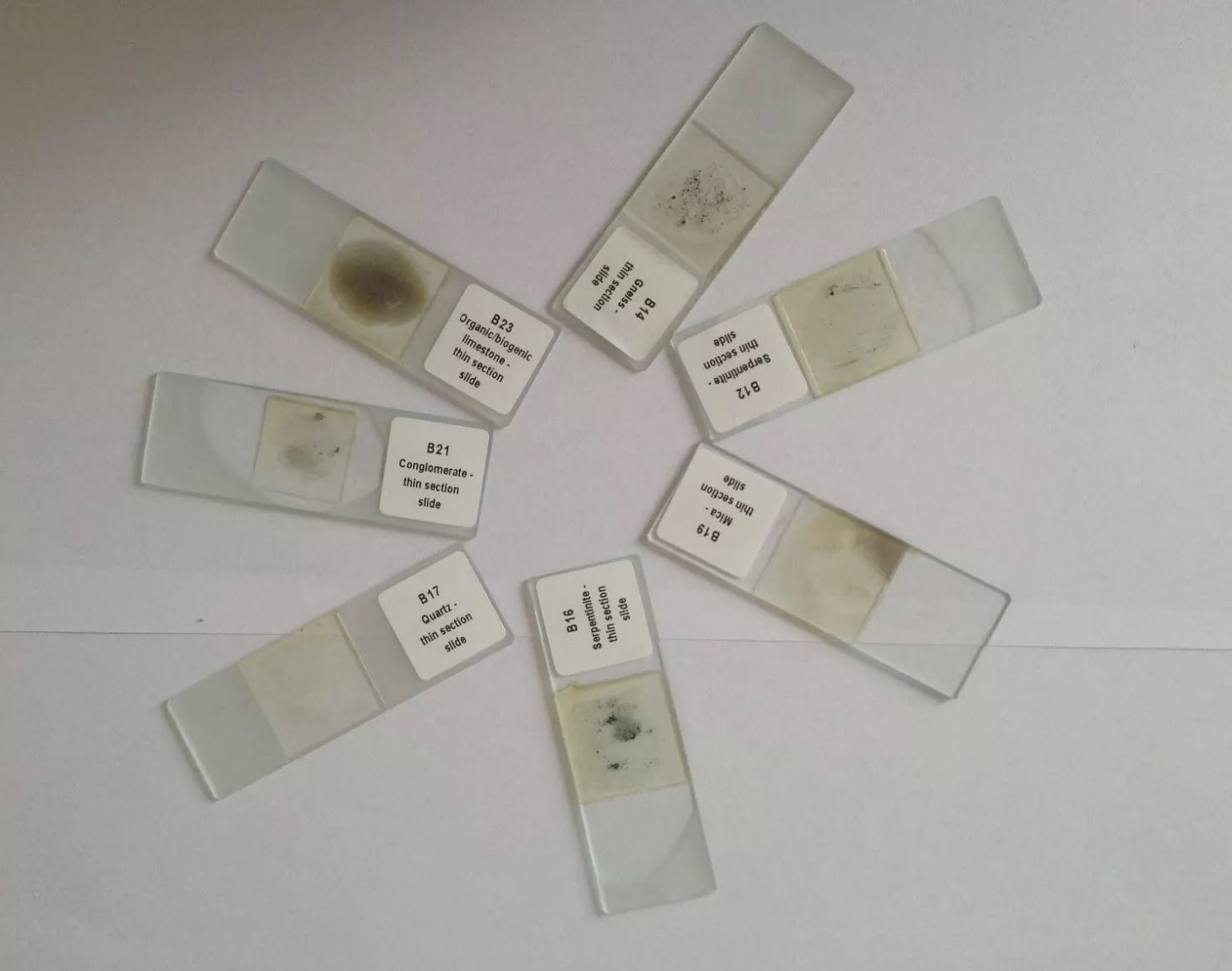 Geology Thin Section Prepared Rock Slides Set