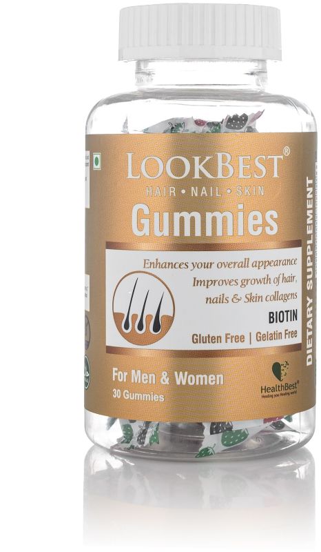 Healthbest Hair, Nail & Skin Gummies Biotin, Vitamin C, E & Inositol Men & Women