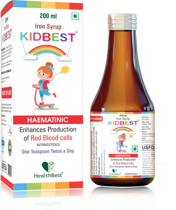Healthbest Kids Iron (Haematinic) Syrup Zinc Folic Acid 200 Ml