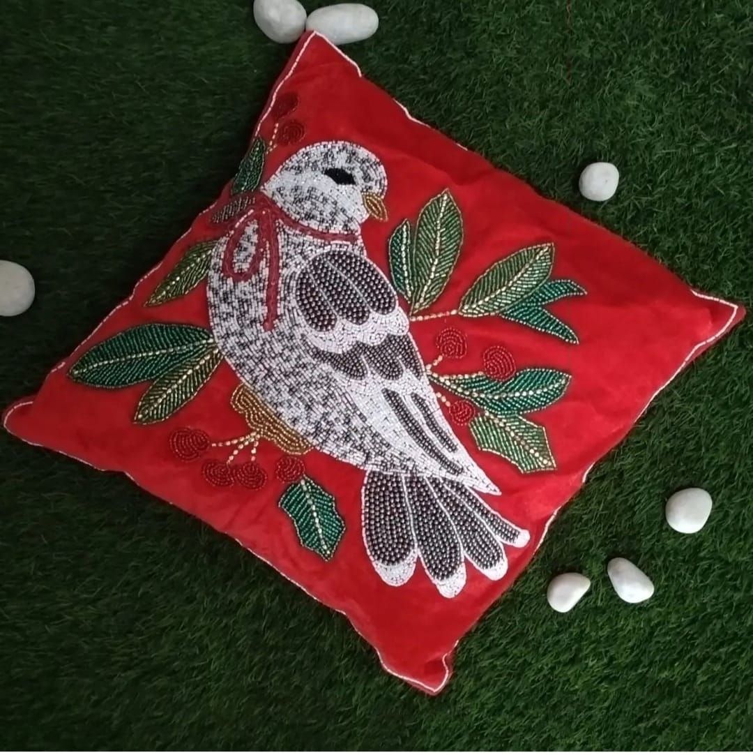 Red Embroidered Pillow Cover