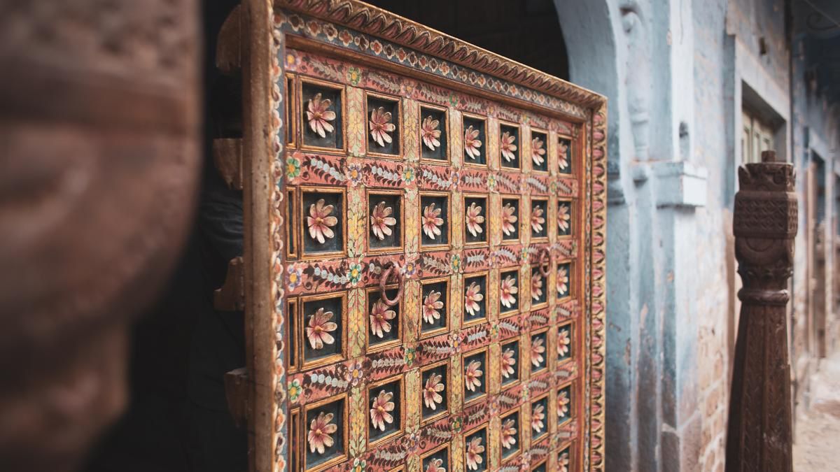 Hand Painted Wooden Storage Cabinet