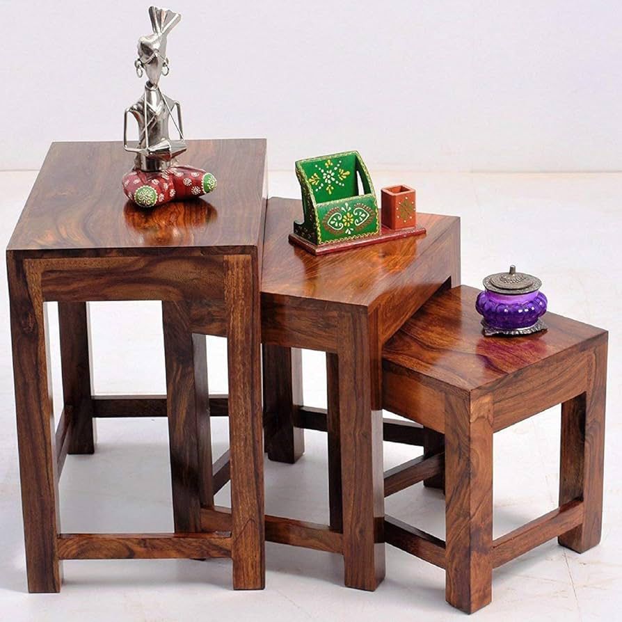 Solid Wood Nesting Tables Set