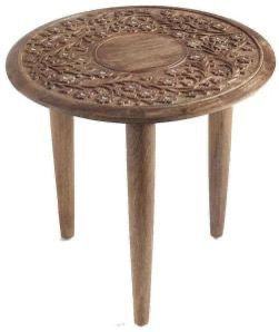 Polished Sheesham Wooden Round Table, Color : Brown Standard