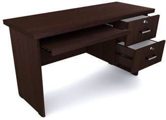 Plain Polished Metal & Wood Double Drawer Computer Table