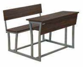 Plain Metal & Wood Double Seater Desk Modern for School