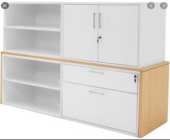 Metal & Wood Polished Locking Office File Cabinet, Color : White