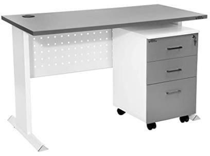 Plain Polished Metal & Wood Modular Computer Table