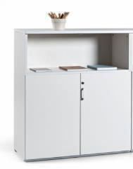 Metal & Wood Polished Modular Office Cabinet, Color : Gray