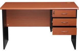 Plain Polished Wood Triple Drawer Computer Table