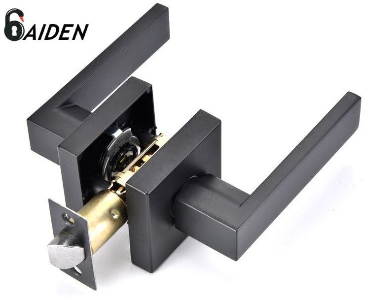 Aiden Black Stainless Steel Lever Handle Door Lock Set