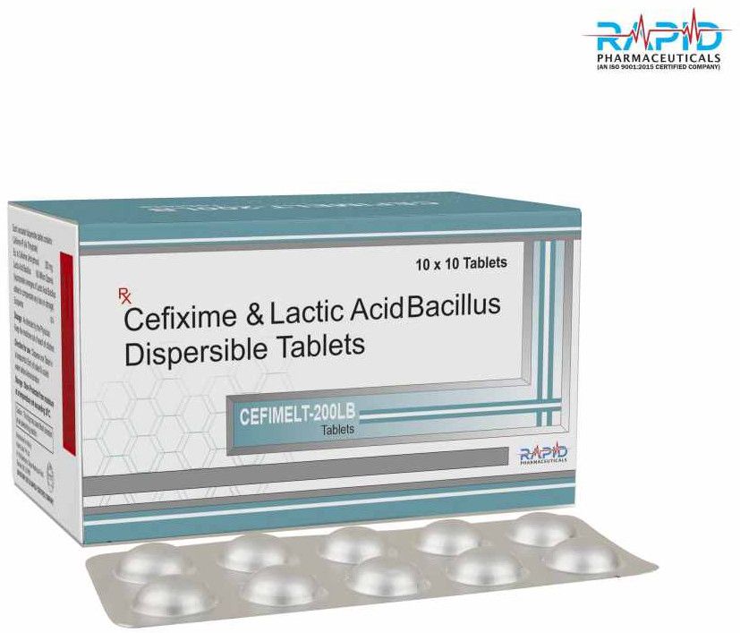 Cefimelt Cefixime 200mg Lactic Acid Bacillus Dispersible Tablet