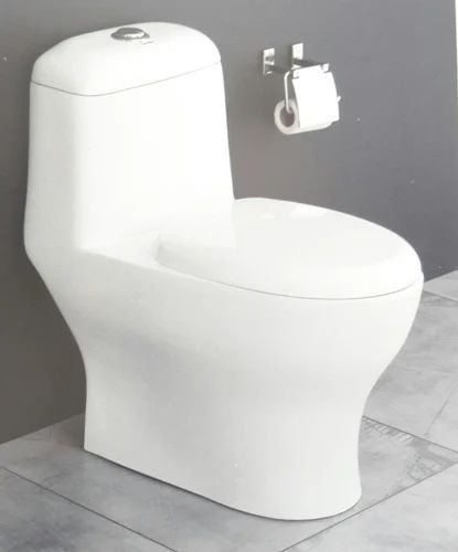 Ceramic Floor Mounted One Piece Toilet, Color : White