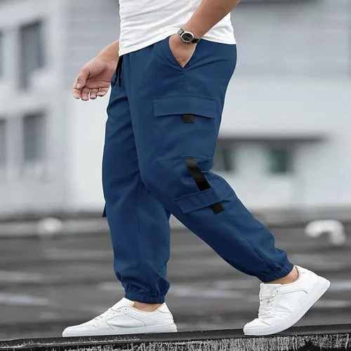 Men Cotton Casual Track Pant, Color : Blue