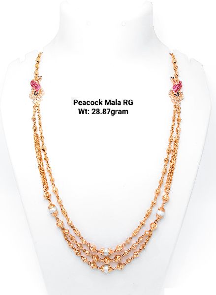 92.5 New Design Silver Peacock Mala Rose Gold